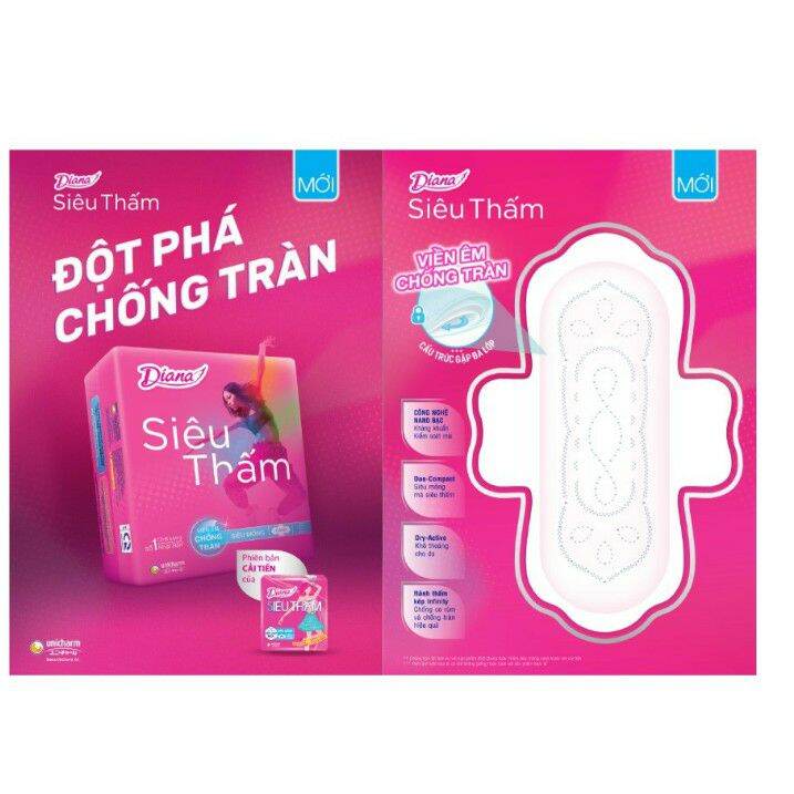 Băng vệ sinh Diana Siêu Thấm Siêu Mỏng Cánh