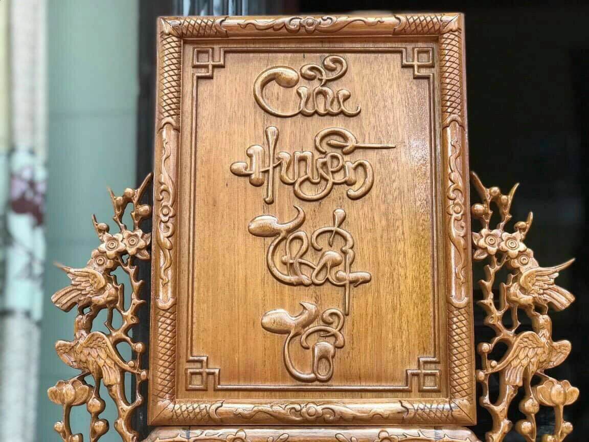 BỨC TRANH THỜ CỬU HUYỀN THẤT TỔ gỗ gụ