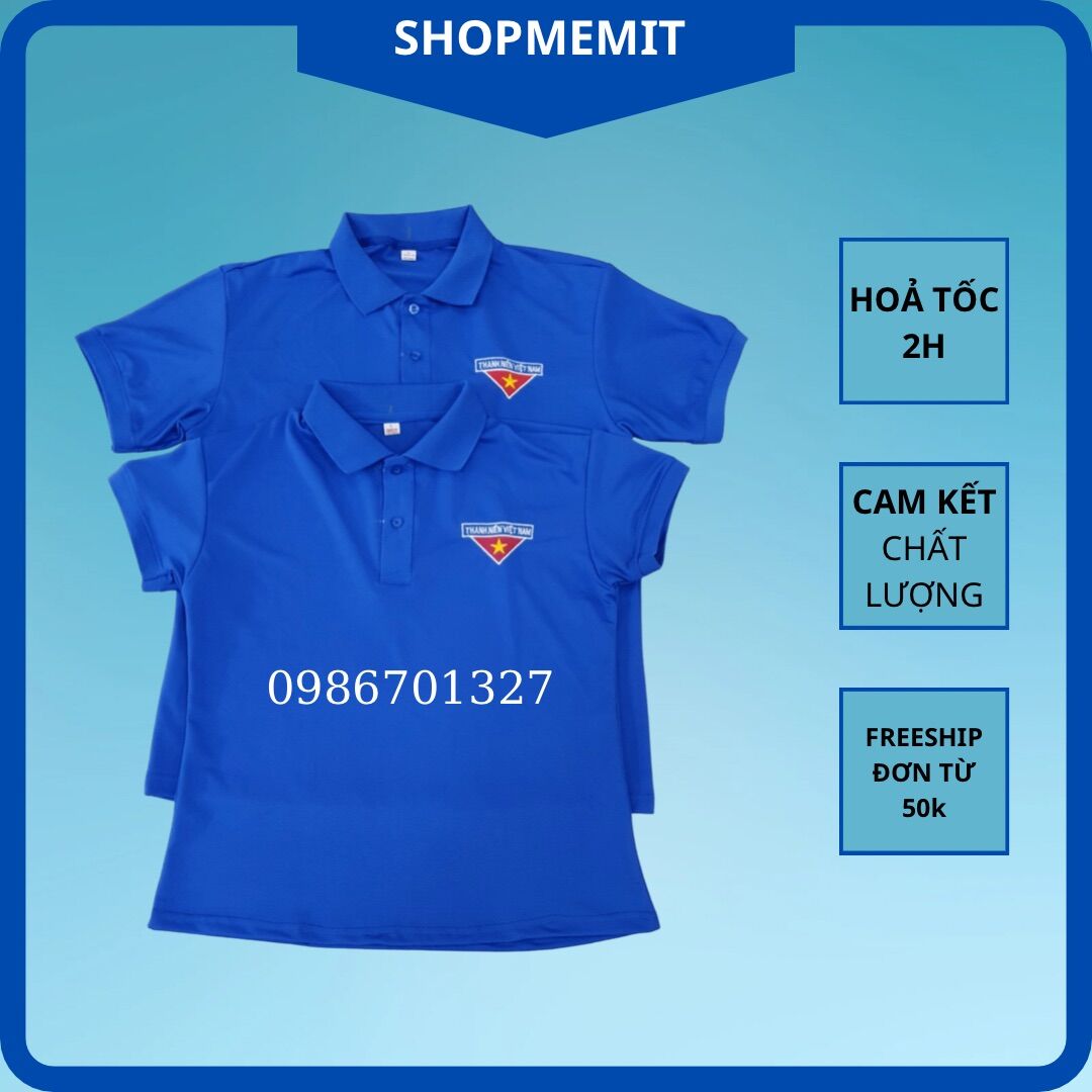 Áo Phông Đoàn Thanh Niên Việt Nam Hàng Logo Thêu, Vải không xù, poly co giãn 4 chiều Form chuẩn