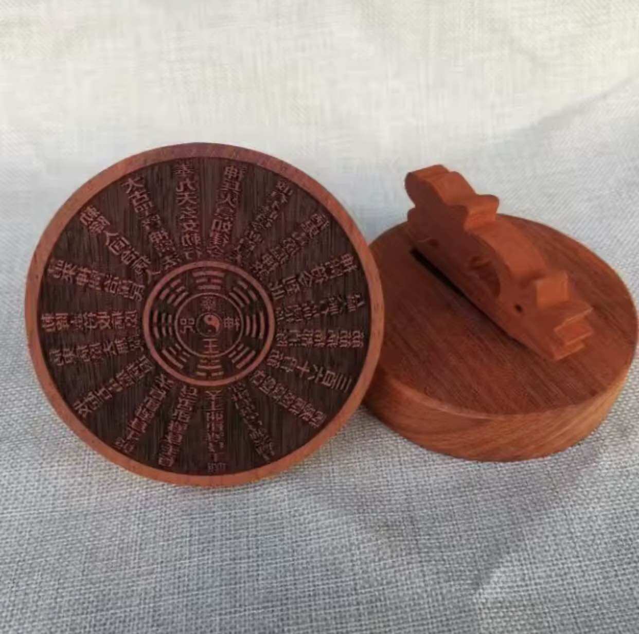 Ấn gỗ đào Dược Vương ấn rộng 10cm