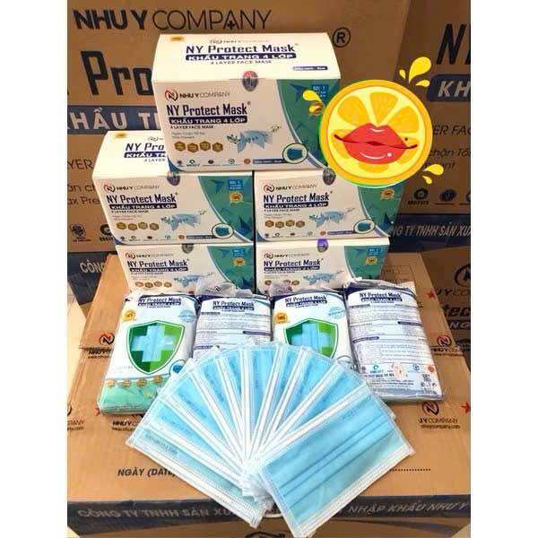    COMBO 5 HỘP   KHẨU TRANG Y TẾ 4 LỚP MÀU XANH NHƯ Ý - HỘP 50 CÁI 