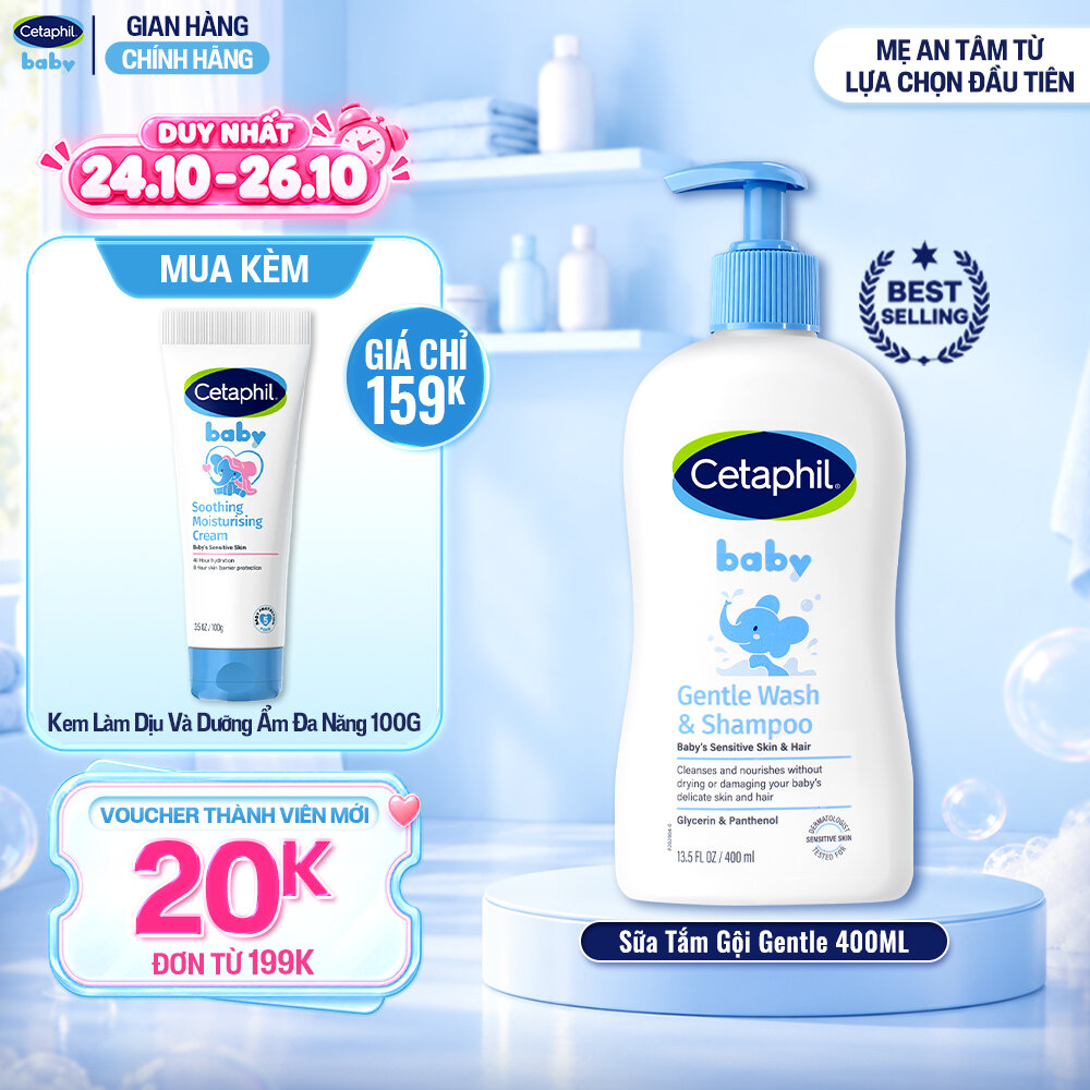Sữa tắm gội dịu lành cho bé CETAPHIL BABY GENTLE WASH  SHAMPOO 400ML