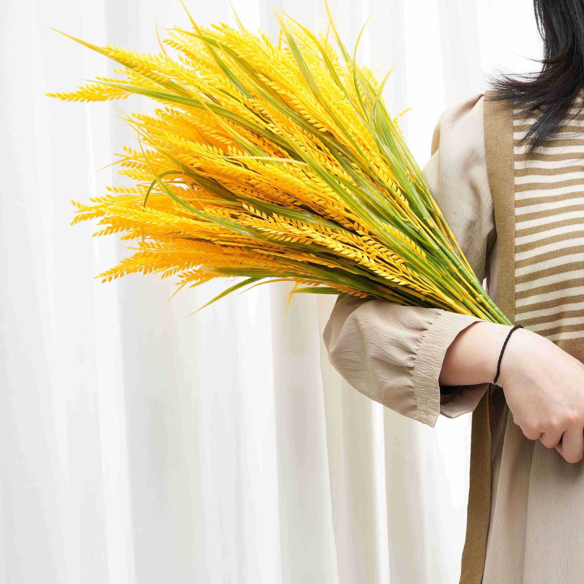 Cành lúa vàng, cành lúa mạch 5 nhánh dài 86cm cành lúa trang trí đẹp
