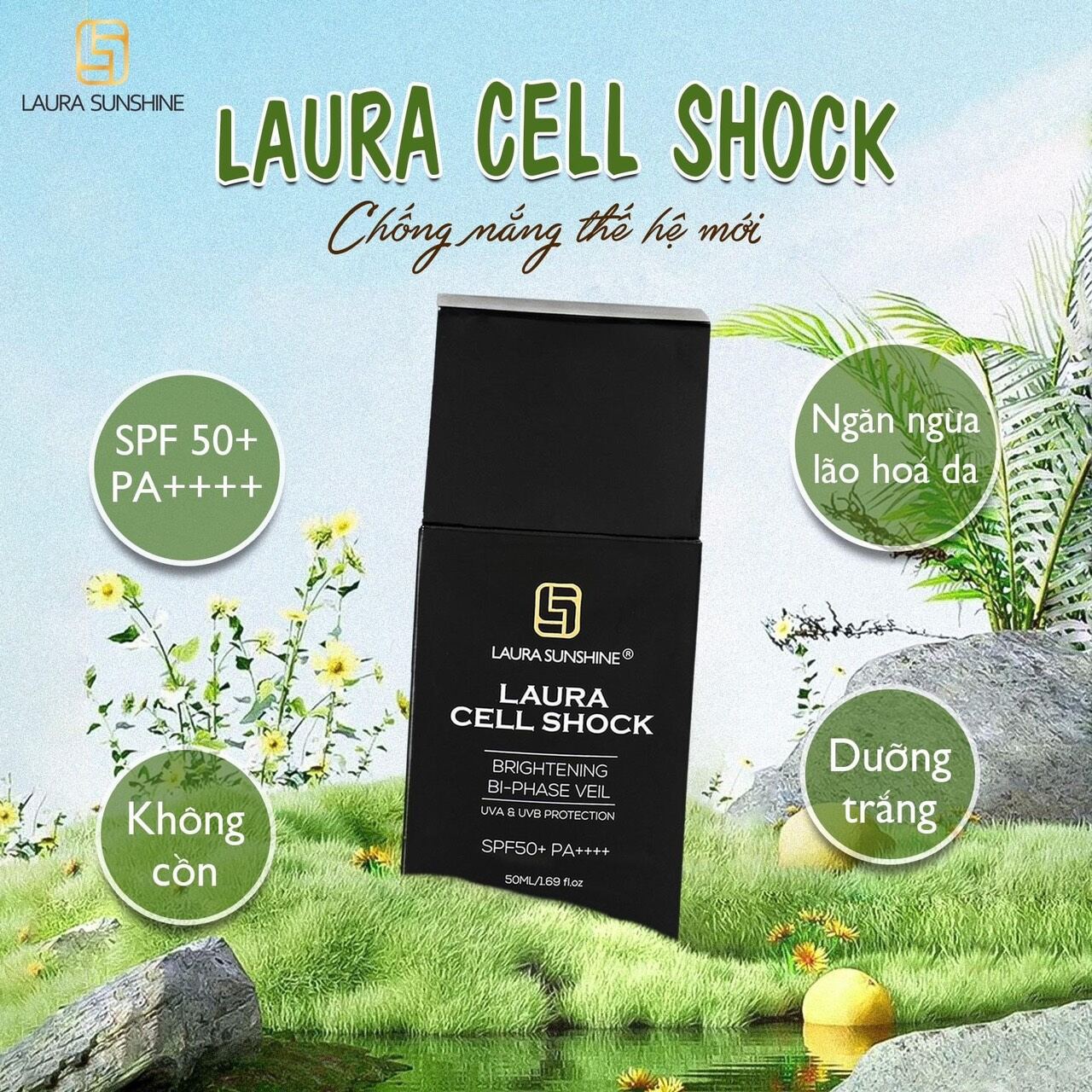 Kem chống nắng trắng da nhật kim anh - laura sunshine whitening sun cream spf50+ pa++++ 50ml