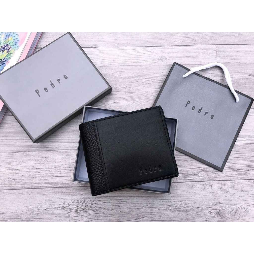 [Fullbox + Túi giấy] Ví nam pedro da mềm nhiều ngăn cao cấp