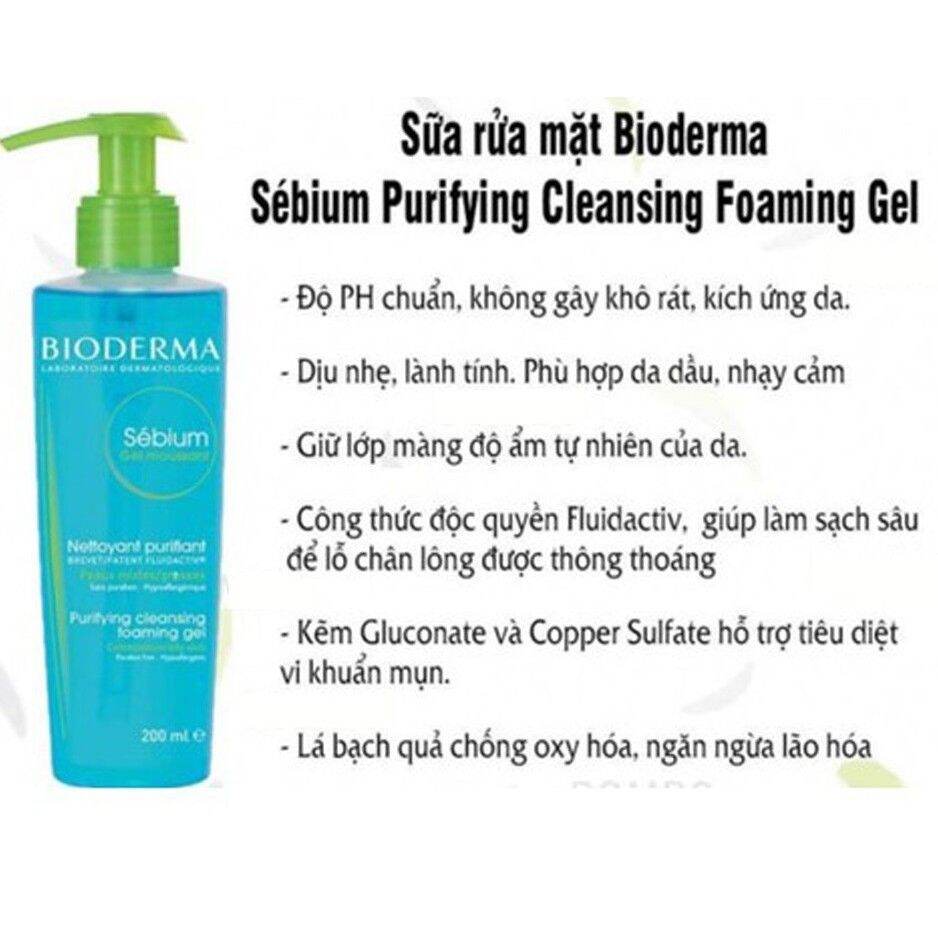 (Chính hãng) Sữa Rửa Mặt Bioderma Sebium Gel Moussant 200ml
