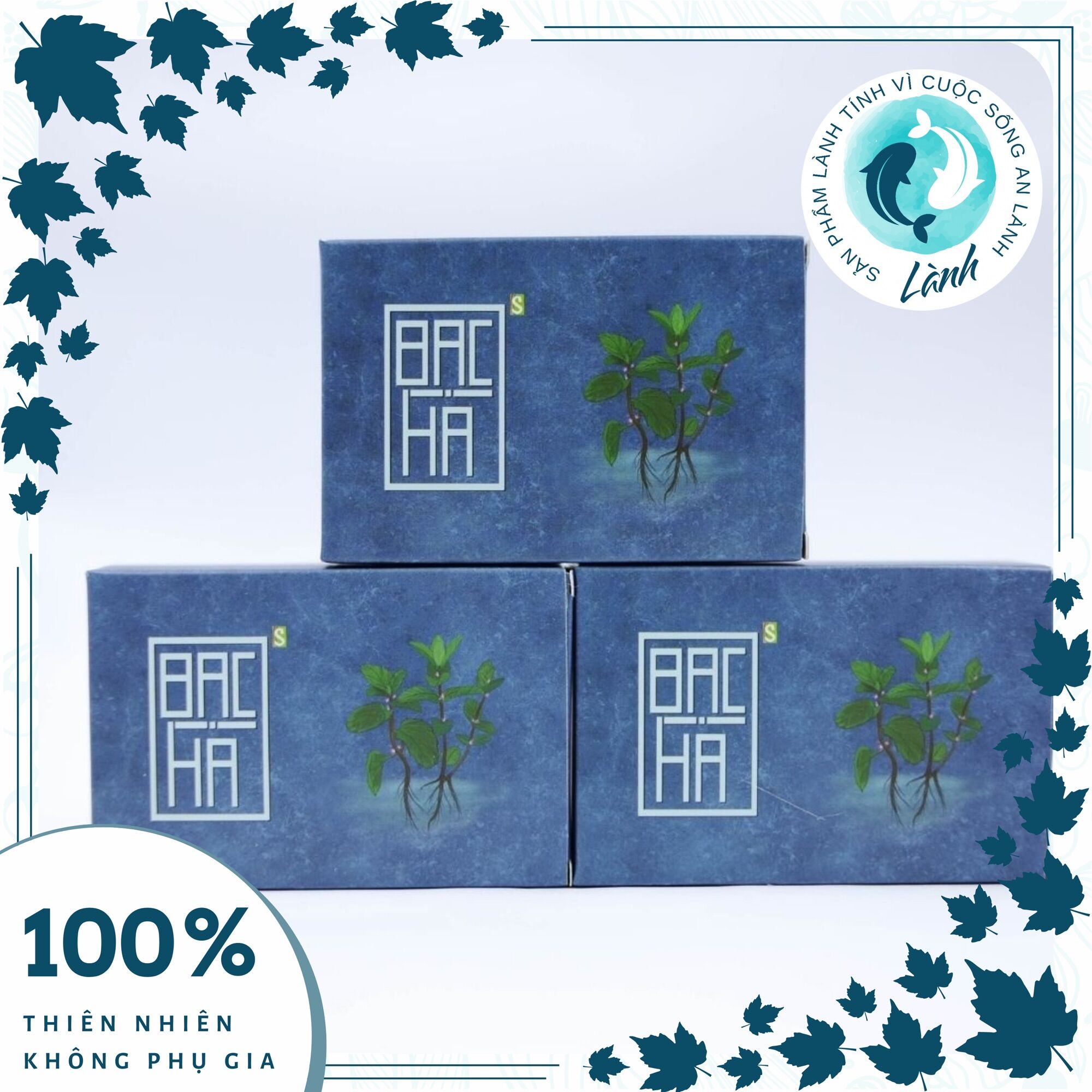 Xà phòng Sinh Dược Bạc Hà 100gr (Xà bông handmade thảo dược thiên nhiên) - Lành Shop