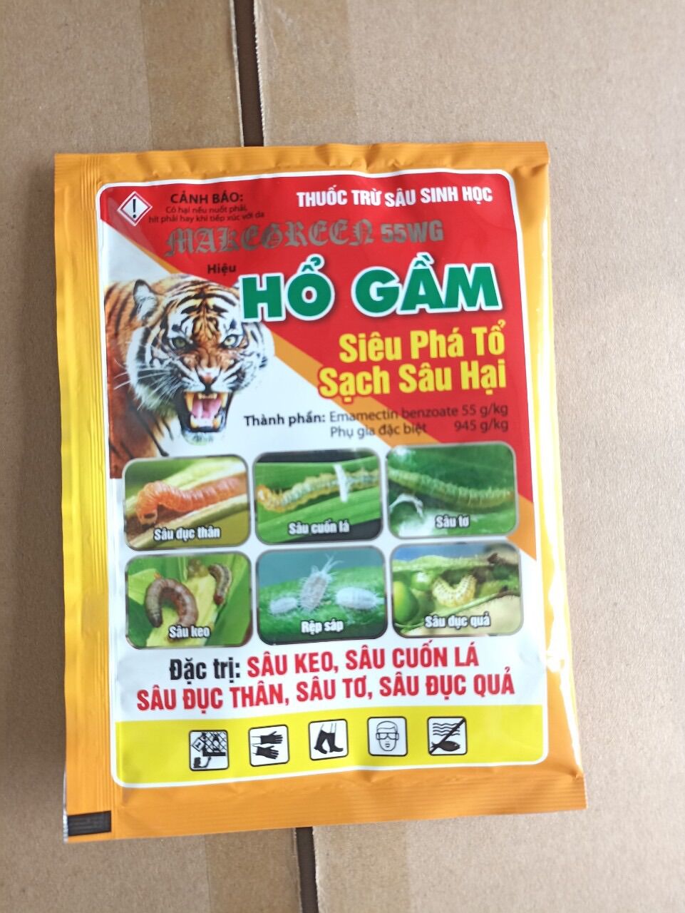 Thuốc trừ sâu sinh học HỔ GẦM trừ sâu tơ sâu sâu cuốn lá sâu đục thân sâu keo sâu đục quả rệp sáp gói 25gr dùng cho 25 lít nước.