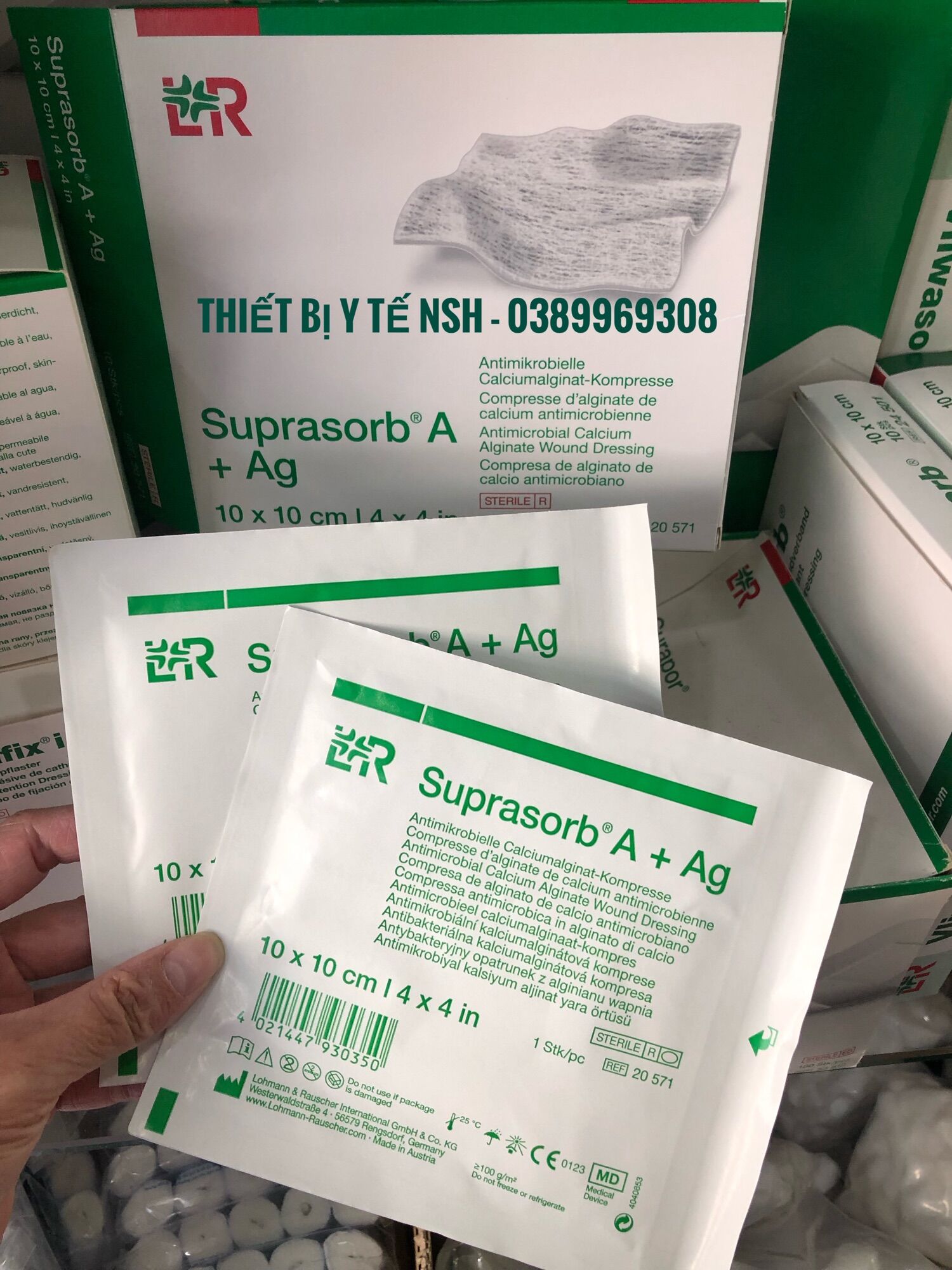 ❤ Băng Gạc kháng khuẩn L&R Suprasorb A +Ag kháng khuẩn hút dịch tạo gel tiệt trùng Gạc chống dính tẩm BẠC hút dịch Suprasorb A ✅ Gạc Kháng Khuẩn Hút Dịch Tạo Gel Tiệt Trùng Suprasorb A +Ag