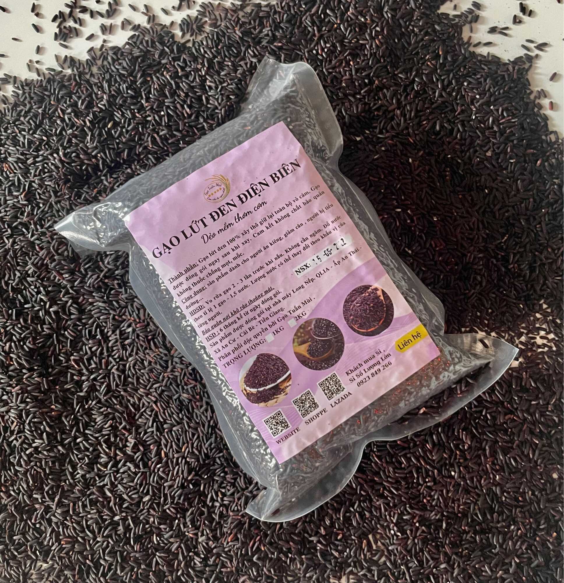 Gạo Lứt Đen Điện Biên ,Gạo Đen Dẻo Cơm (Túi 2Ký Hút Chân Không)
