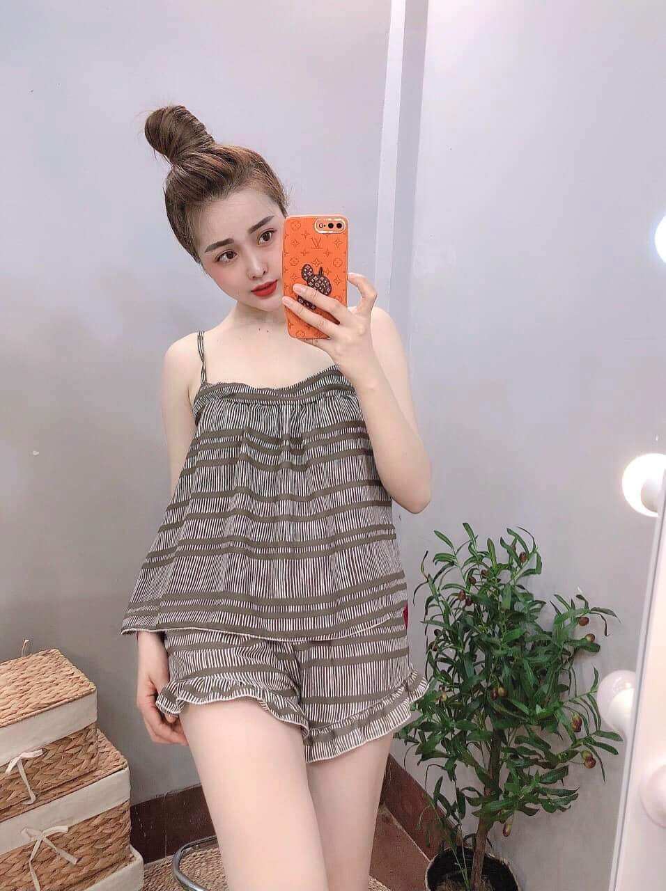 [HCM]Đồ bộ ngủ lụa ngắn mặc nhà cho nữ - 04