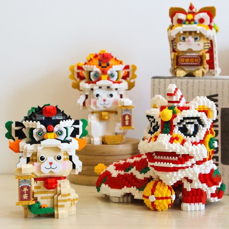 JINGQING | Lion Dance New Year Series Building Toy Small Particles Giá 1,324,000 Đồng*Miễn phí vận chuyển