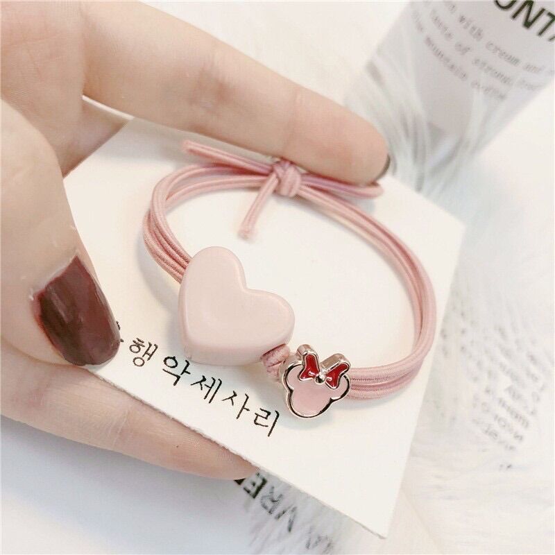 (Set 5 sợi) Dây cột tóc nữ và bé gái trái tim Mickey CT09D -MiniMiu