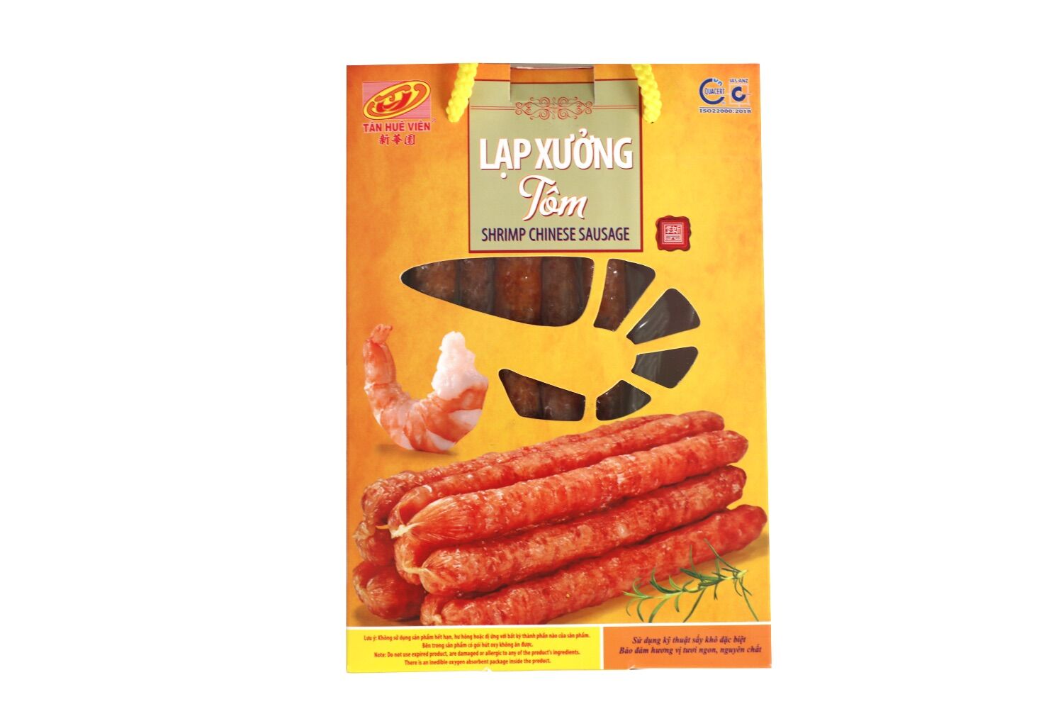Lạp xưởng tôm tân huê viên hộp 500g