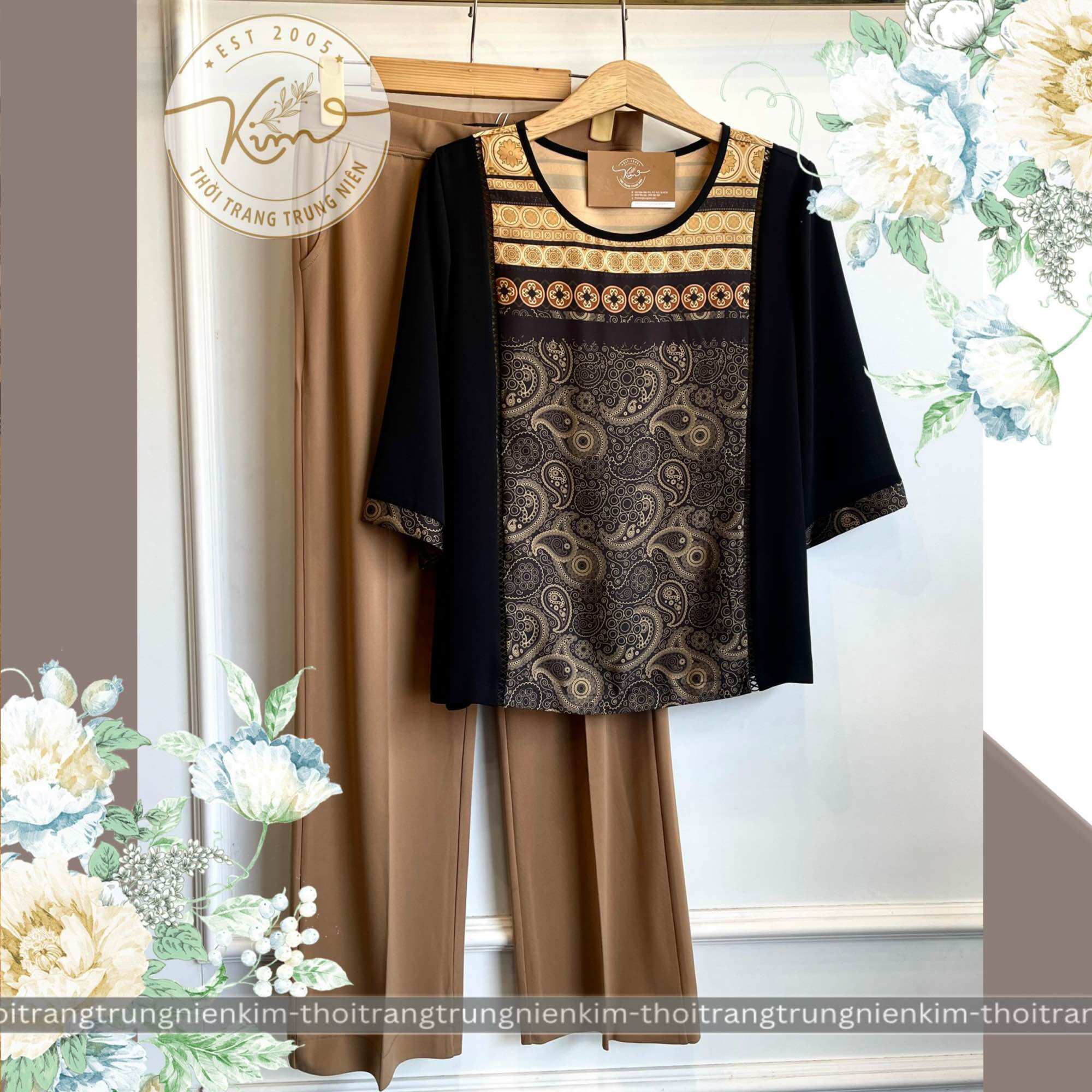 Sét bộ áo lụa phối voan trung niên kèm quần tây chất liệu cao cấp sang trọng Bigsize phù hợp mọi lứa tuổi