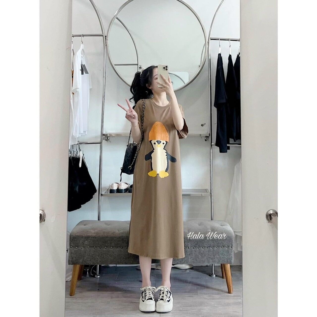 Đầm bầu suông cotton mặc nhà