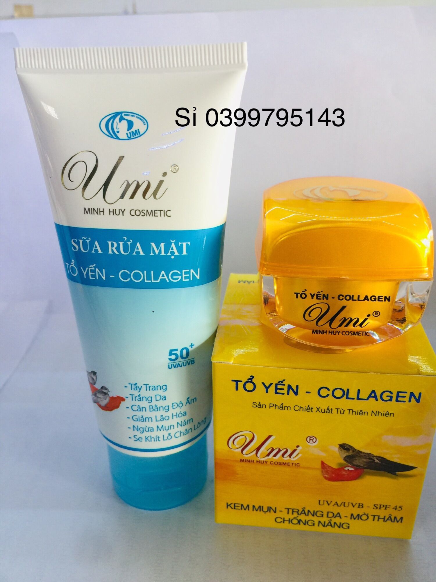 Combo kem UMI yến đỏ mụn thâm và sữa rửa mặt