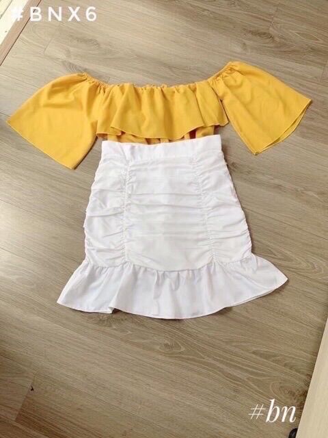 Áo bẹt vai nữ nhún lưng thun