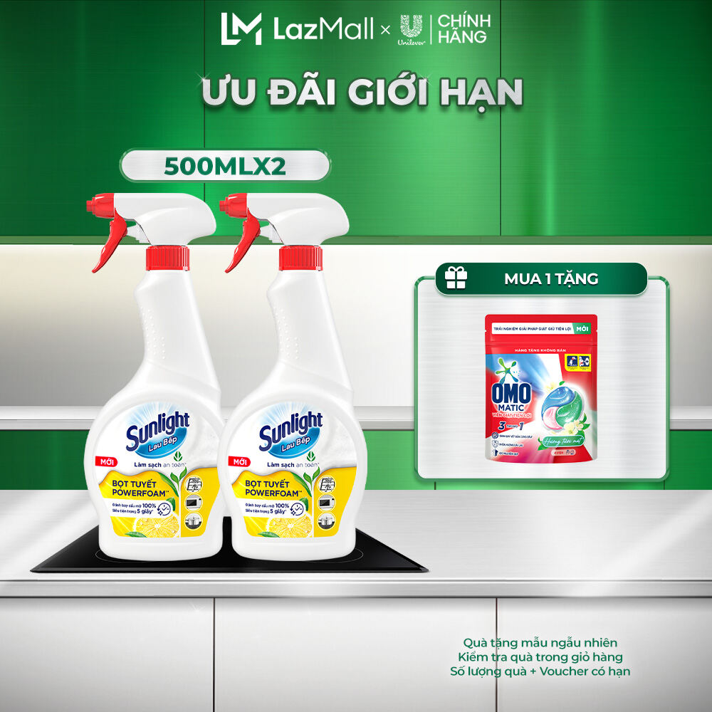 Combo 2 Chai Nước lau bếp Sunlight Chanh & Baking soda|Phiên bản nâng cấp từ Cif|Đánh bay 100% dầu m