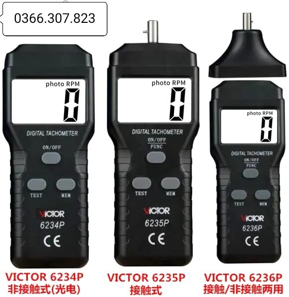 Máy đo tốc độ vòng quay động cơ laser VICTOR 6234P (mẫu mới 2025)   | Tính năng bộ nhớ tự động   | Giá trị tối đa/giá trị tối thiểu/giá trị cuối cùng   | Dụng cụ đo lường   | Thước cân & thước dây