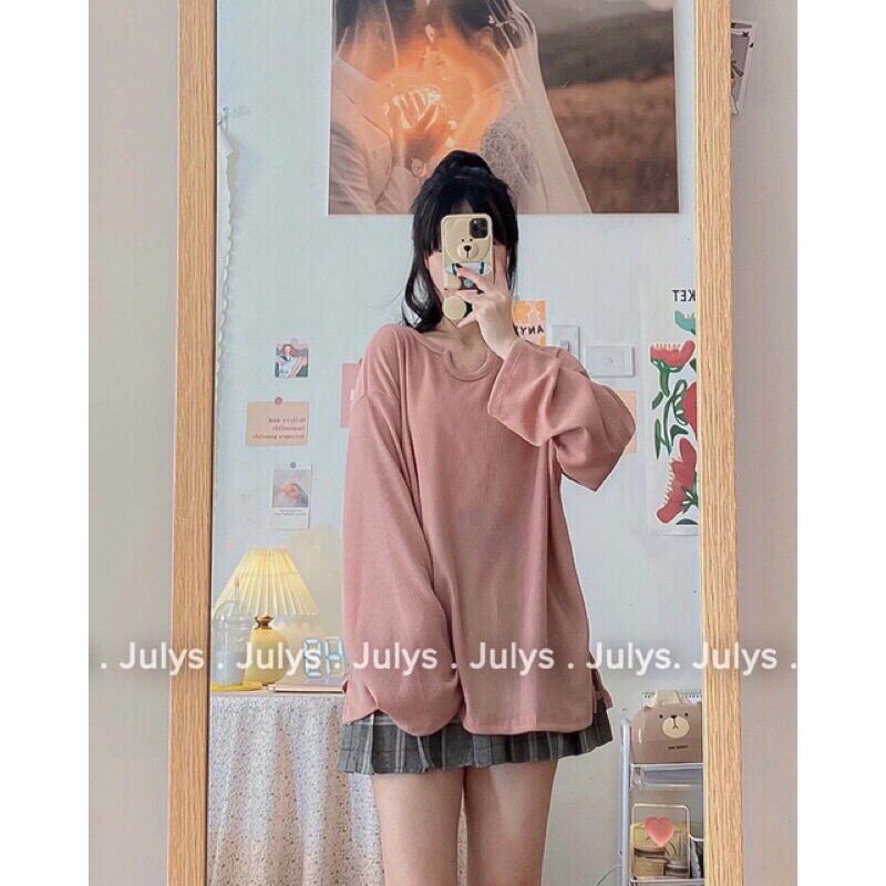 Áo pull dài tay cổ U form rộng oversize Ulzzang - Áo len mỏng dài tay cổ khoét U trơn basic (Ảnh thật/Sẵn)