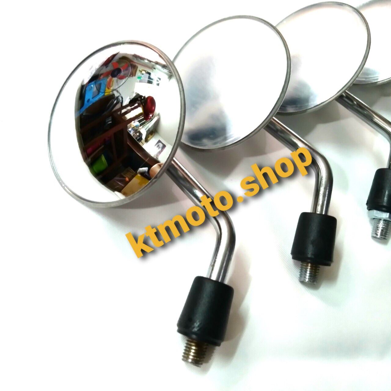 Gương cầu lồi mini cho xe máy, kính chiếu hậu tròn mini lắp các loại xe máy - inox sáng đẹp chắc chắn - KTMoto Shop