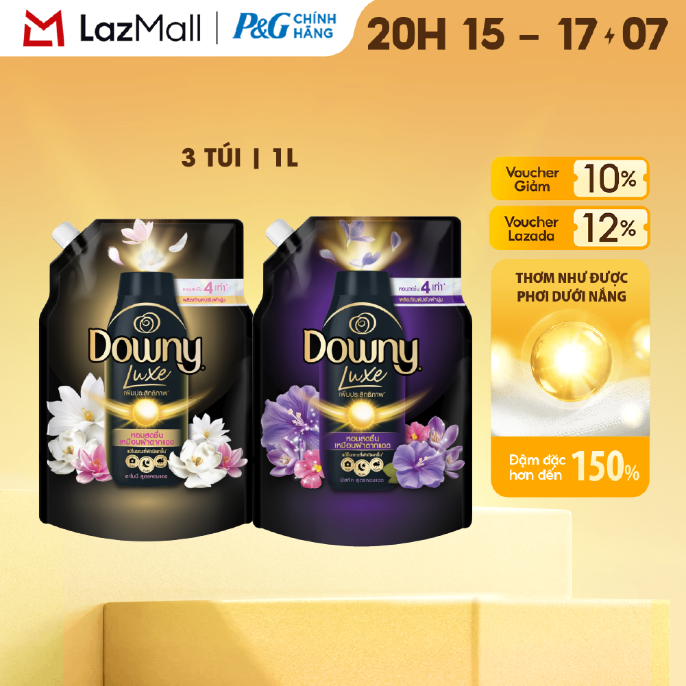 Combo 3 Nước Xả Vải DOWNY Lux Hương Harmony/ Mystique - Túi 1L