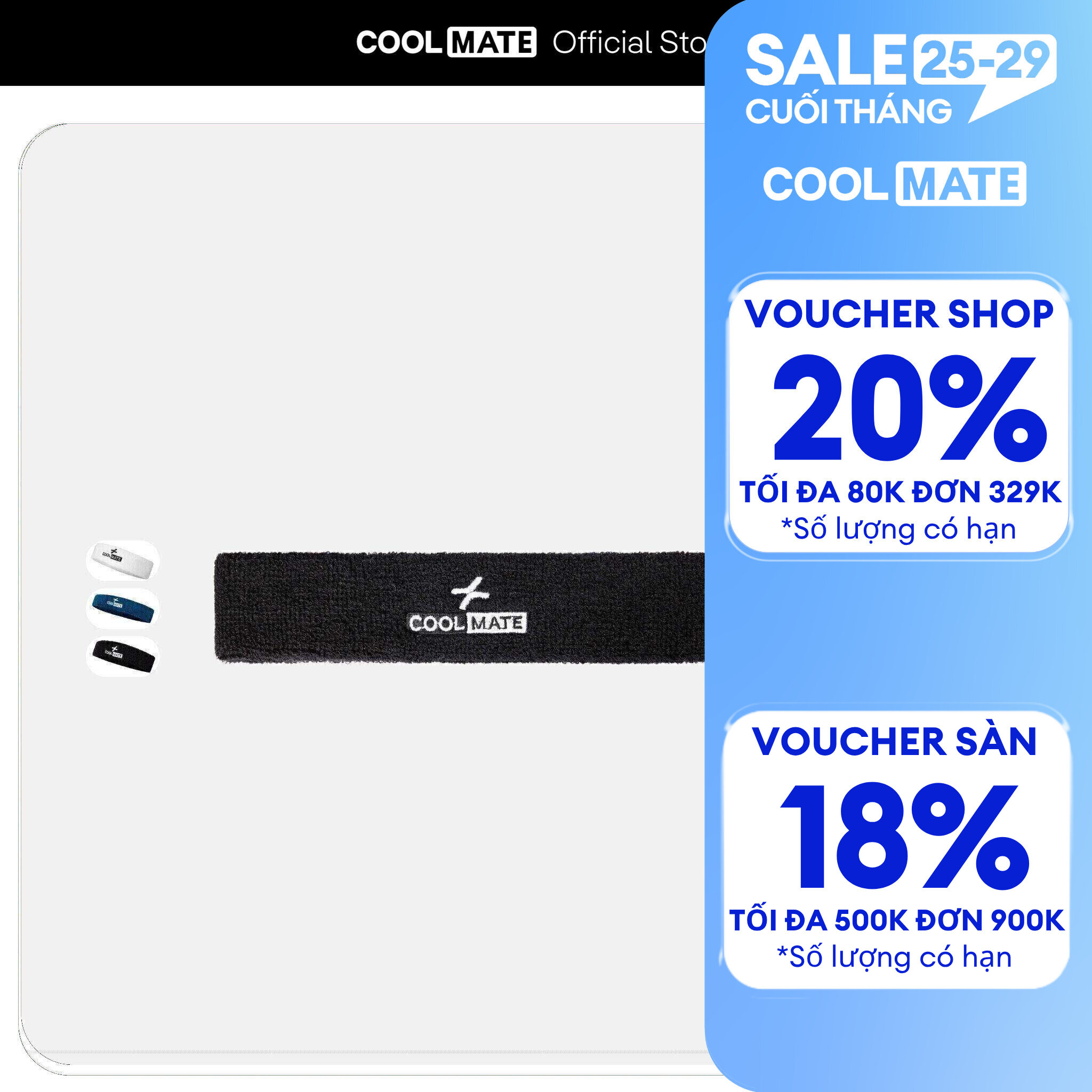 Băng đô thể thao chặn mồ hôi Headband mềm mại thấm hút Coolmate