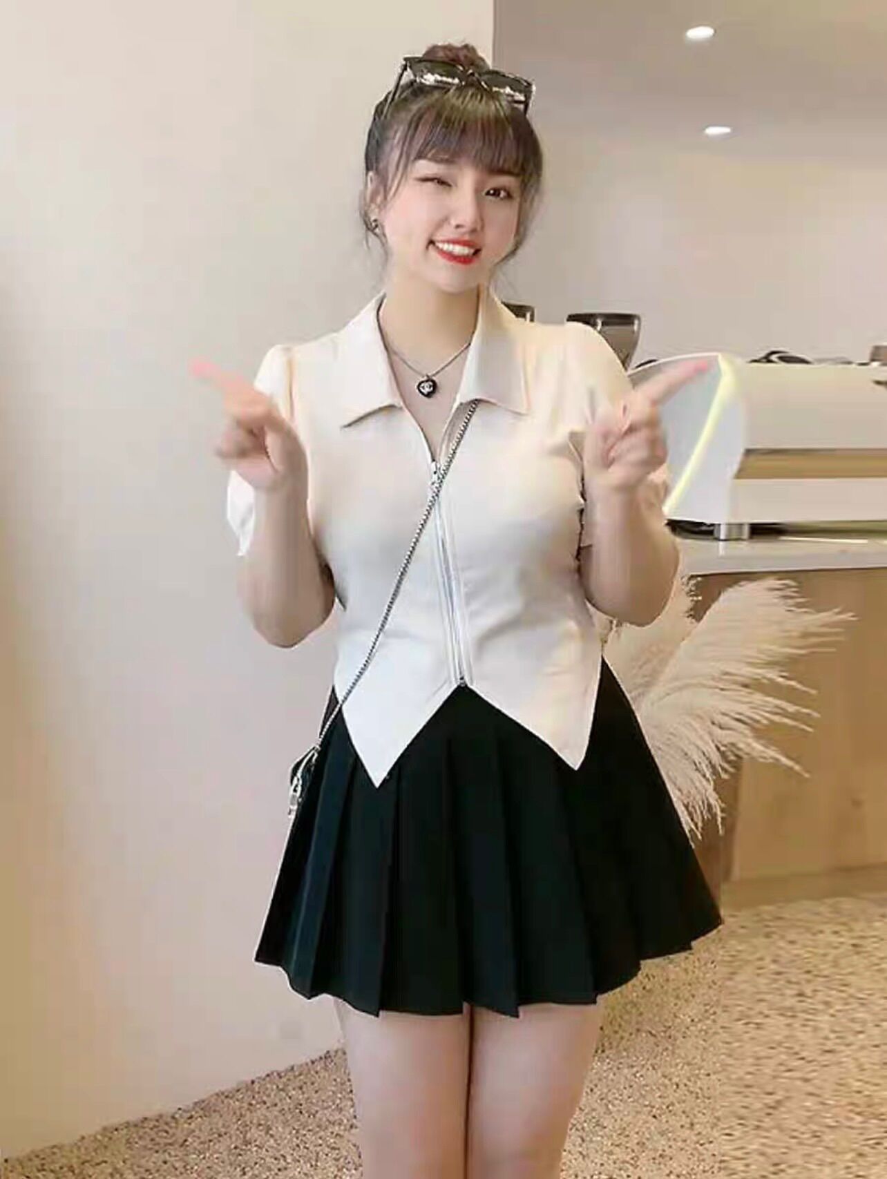 Áo kiểu vạt bầu khoá kéo bigsize 55-90kg