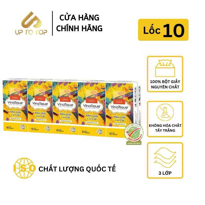 LỐC 10 GÓI GIẤY RÚT BỎ TÚI LỚN PREMIER VINATISSUE GIẤY LỤA 3 LỚP MỀM MỊN VÀ DAI
