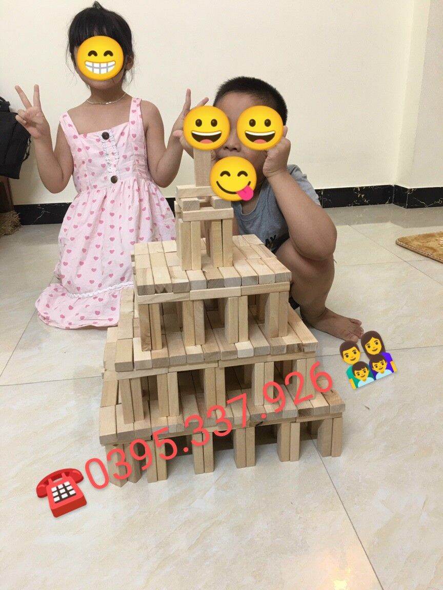 Combo 500 thanh gỗ xếp hình#rút gỗ#domino (2 loại)