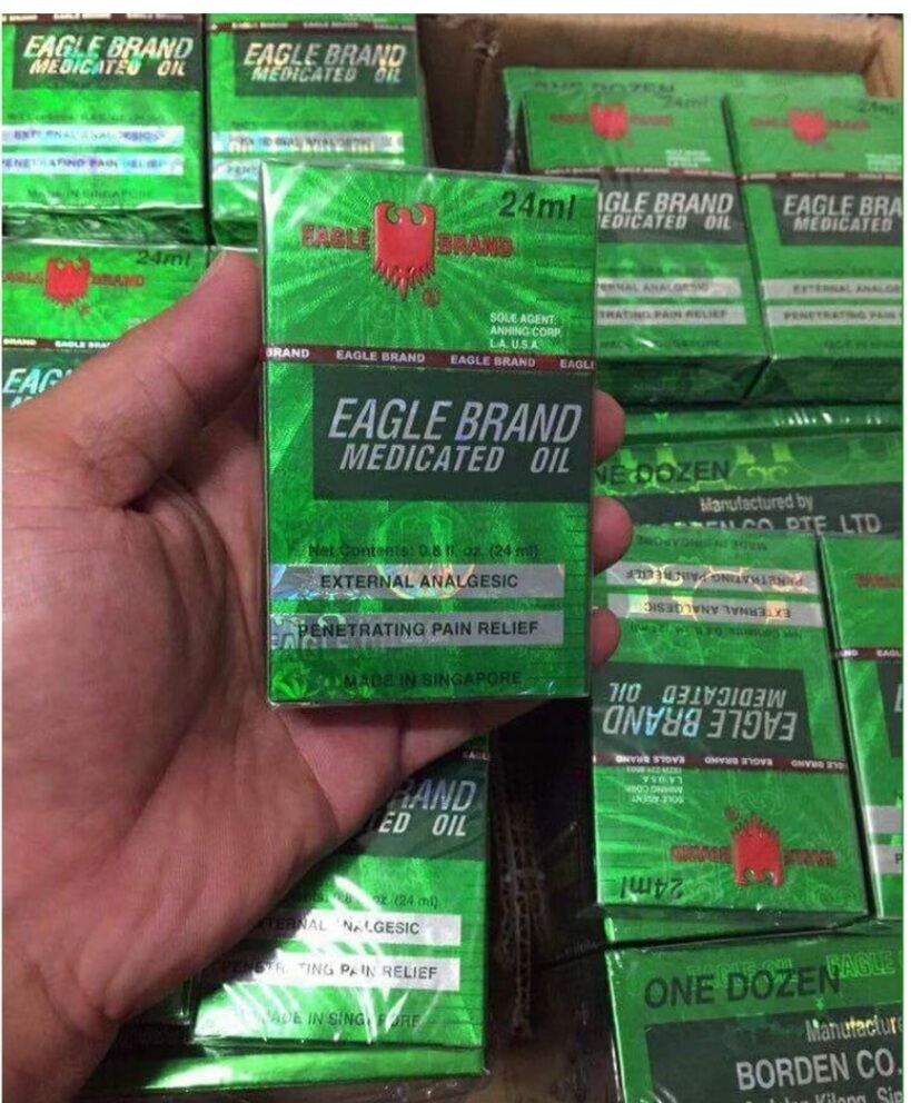 Dầu gió xanh con ó 2 nắp singapore eagle brand chính hãng 24ml