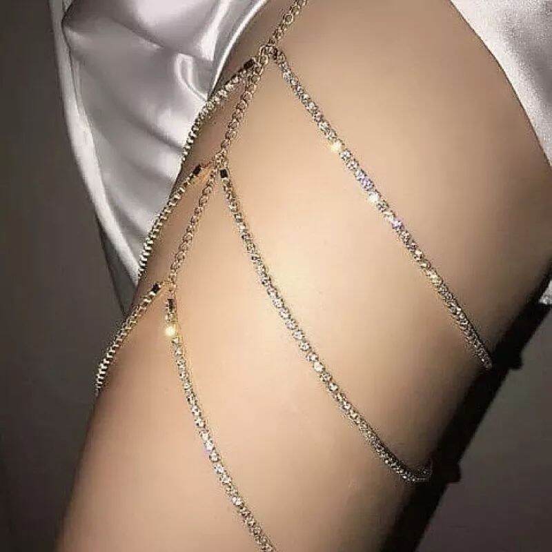 Dây, vòng đeo bắp đùi (body chain) đính đá