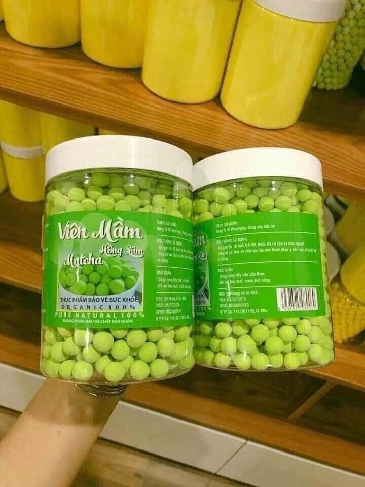 Viên mầm hồng sâm matcha - viên mầm nghệ hộp 500gr
