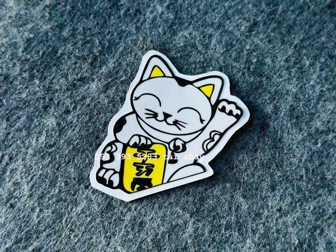 [ 1 TEM ] TEM DECAL STICKER MÈO THẦN TÀI 1/4