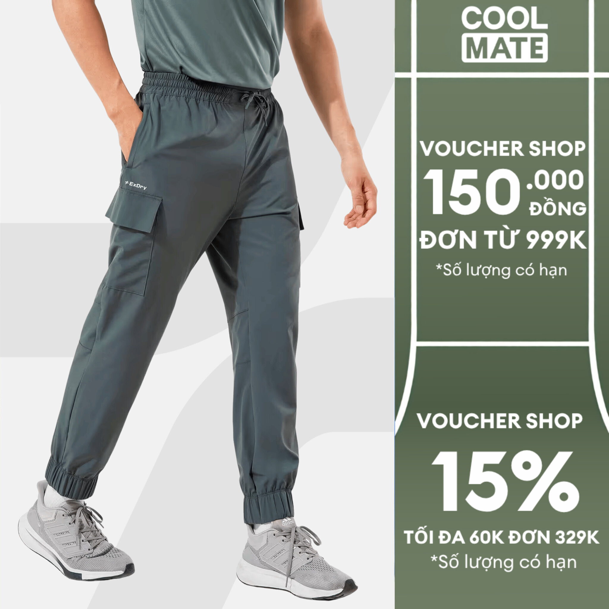 Quần dài nam Jogger thể thao ExDry dệt Woven mềm mịn co giãn tốt Coolmate