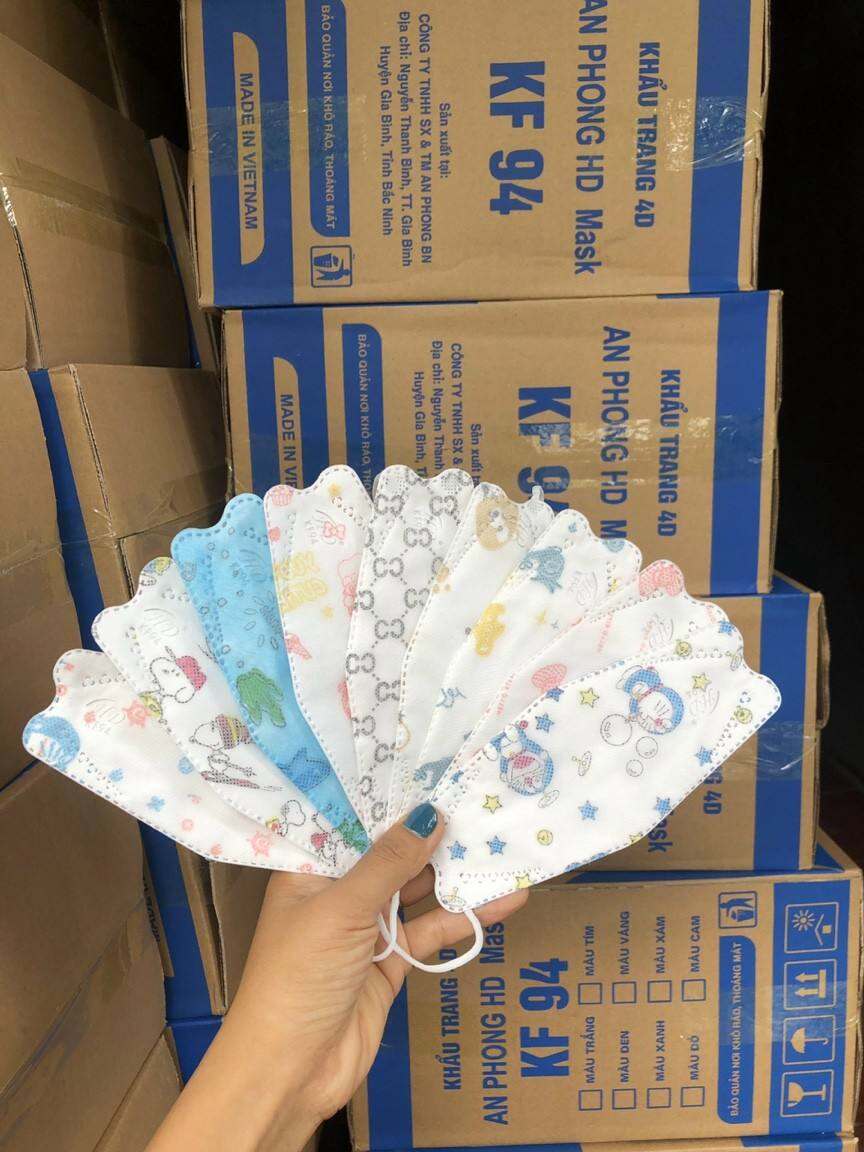 Khẩu trang kf94 An Phong cho bé, sỉ thùng 300c khẩu trang 4D trẻ em kháng khuẩn, lọc bụi