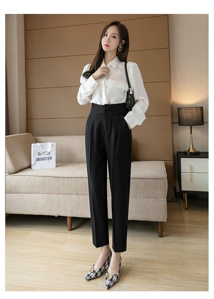 QUẦN BAGGY NỮ CẠP CAO 2 CÚC SIÊU TÔN DÁNG