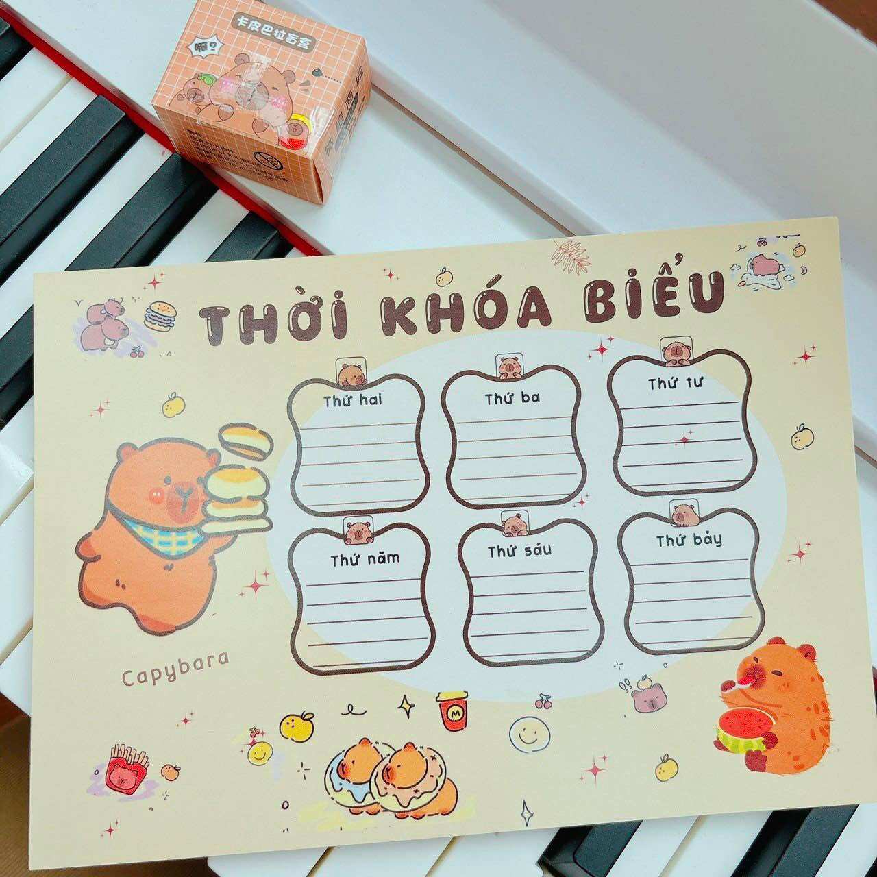 Set 3 tờ thời khoá biểu Capybara
