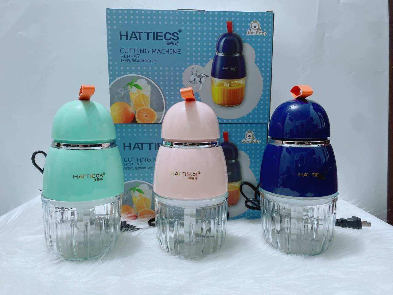 (FREESHIP) Máy xay ăn dặm cho bé Hattiecs 8 lưỡi dao dung tích 0,3L máy xay hattiecs xay đồ ăn dặm cho bé, đồ dùng ăn dặm cho bé