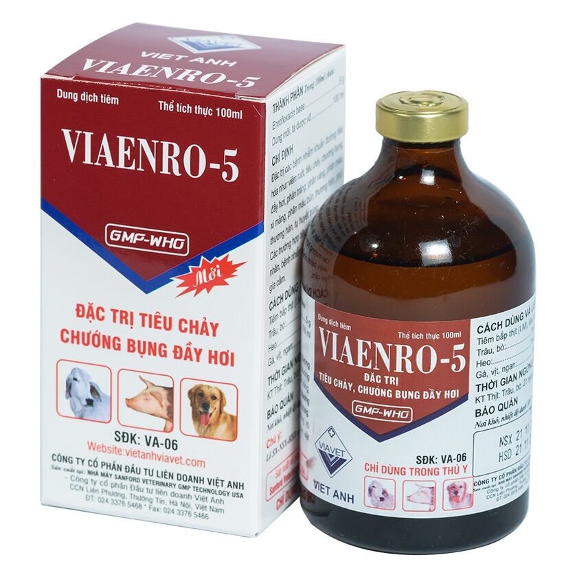 VIAENRO-5 20ml Đặc tr ị tiêu chảy chướng bụng đầy hơi