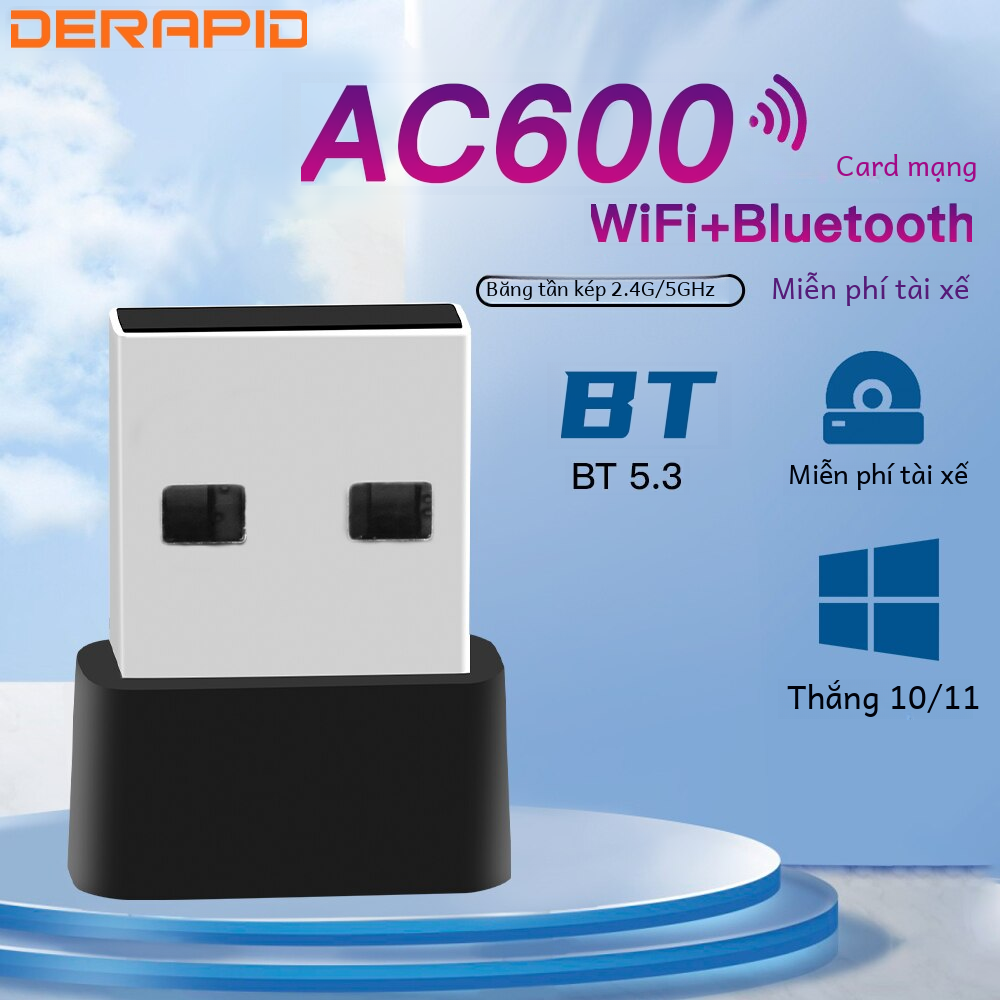 Băng tần kép wifi usb adapter ac600 bluetooth 4.2 dongle cho máy tính để bàn laptop wlan đầu thu usb2.0 giao diện tốc độ truyền tải 600mbps