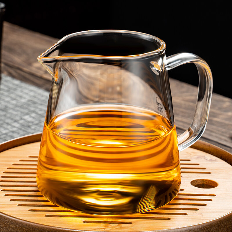 Cốc Chia Trà Tay Cầm Bên Dày Dặn Dụng Cụ Pha Trà Bộ Lọc Pha Trà Kung Fu Chén Tống Thủy Tinh Silicon Cao Bằng Bộ Lọc Trà Chịu Nhiệt Lọc Pha Trà