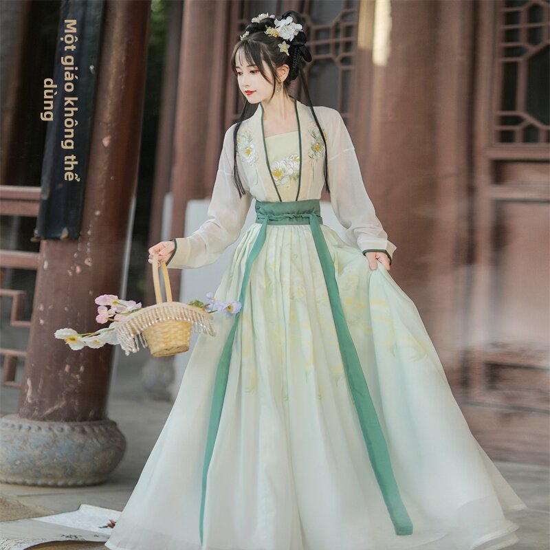 Váy Xếp Ly Hanfu Cổ Trang Cho Nữ, Váy Xếp Ly Một Mảnh Thêu Công Phu, Váy Hanfu Thường Ngày, Váy Hanfu Phong Cách Cổ Điển