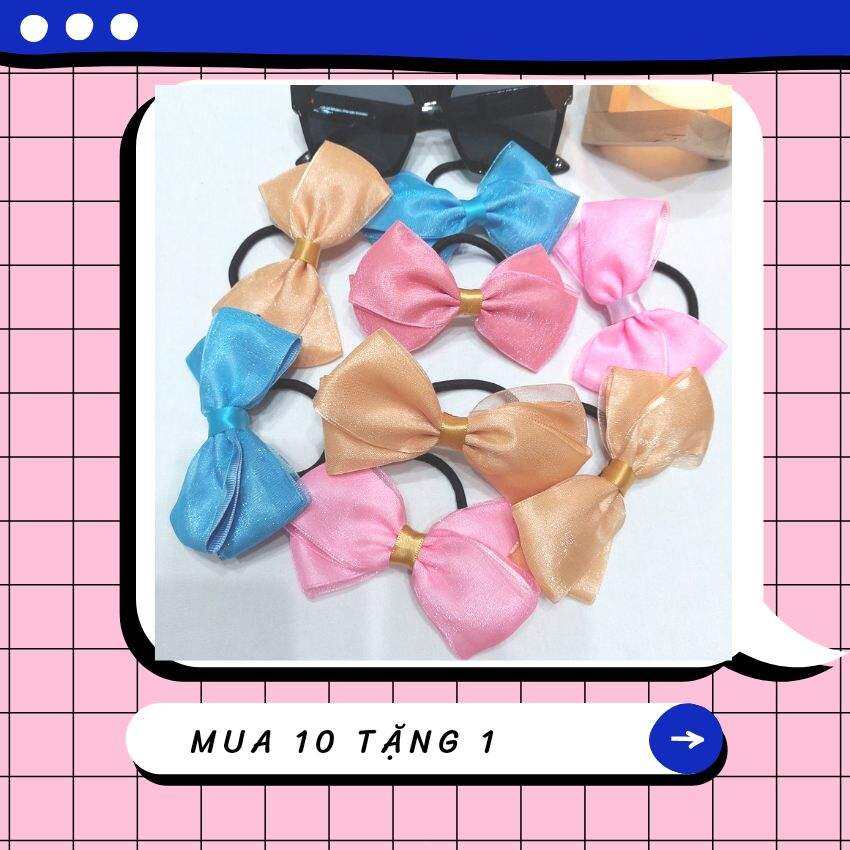 Dây buộc tóc nơ xinh đủ màu cho bạn gái chất liệu tơ tầm cao cấp - dây cột tóc nữ