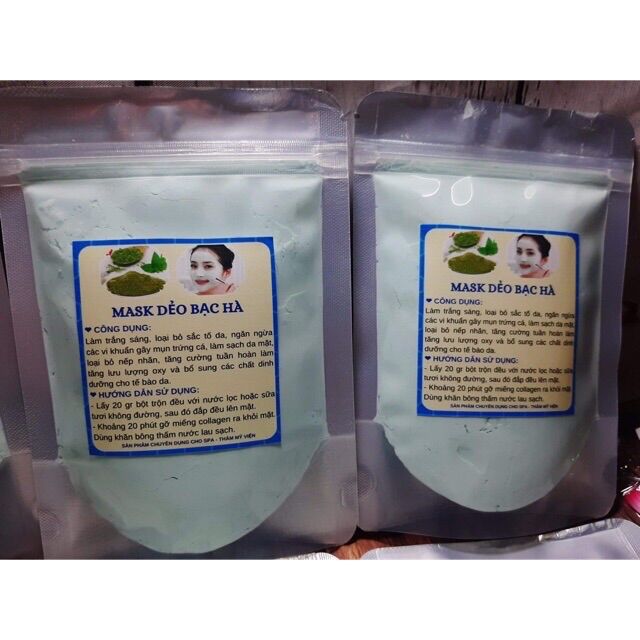 100gr Bột Mặt Nạ Dẻo Bạc Hà Handmade Trắng Da Mờ Thâm Nám