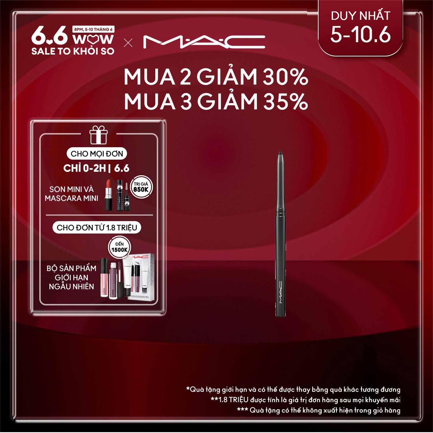 [ĐỘC QUYỀN 5-10.6] Chì kẻ viền mắt lên màu đậm, rõ nét và bền màu đến 8 giờ MAC Technakohl Liner 0.35g
