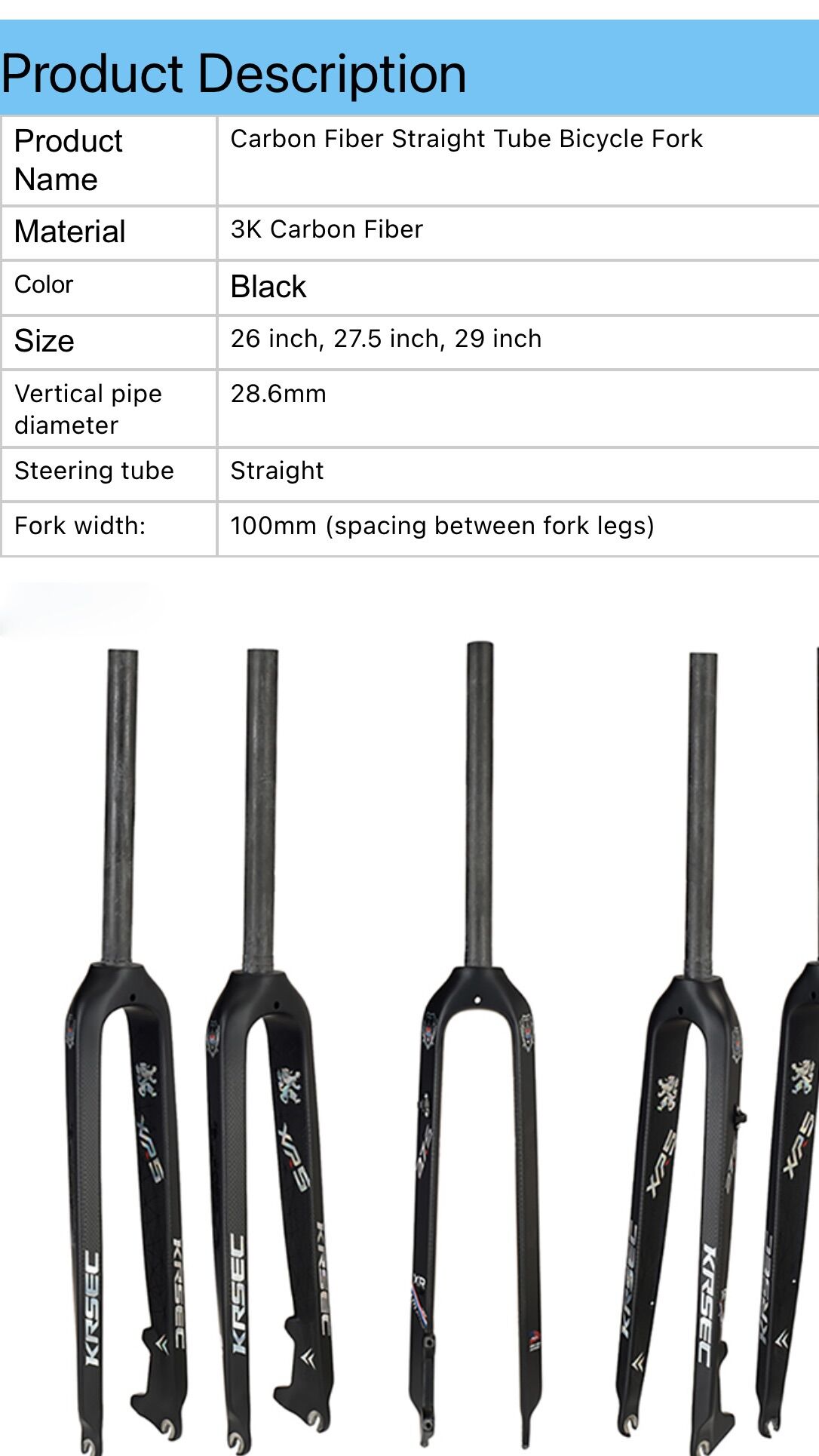 Carbon Fork - Phuộc Carbon Xe đạp MTB Gravel Touring