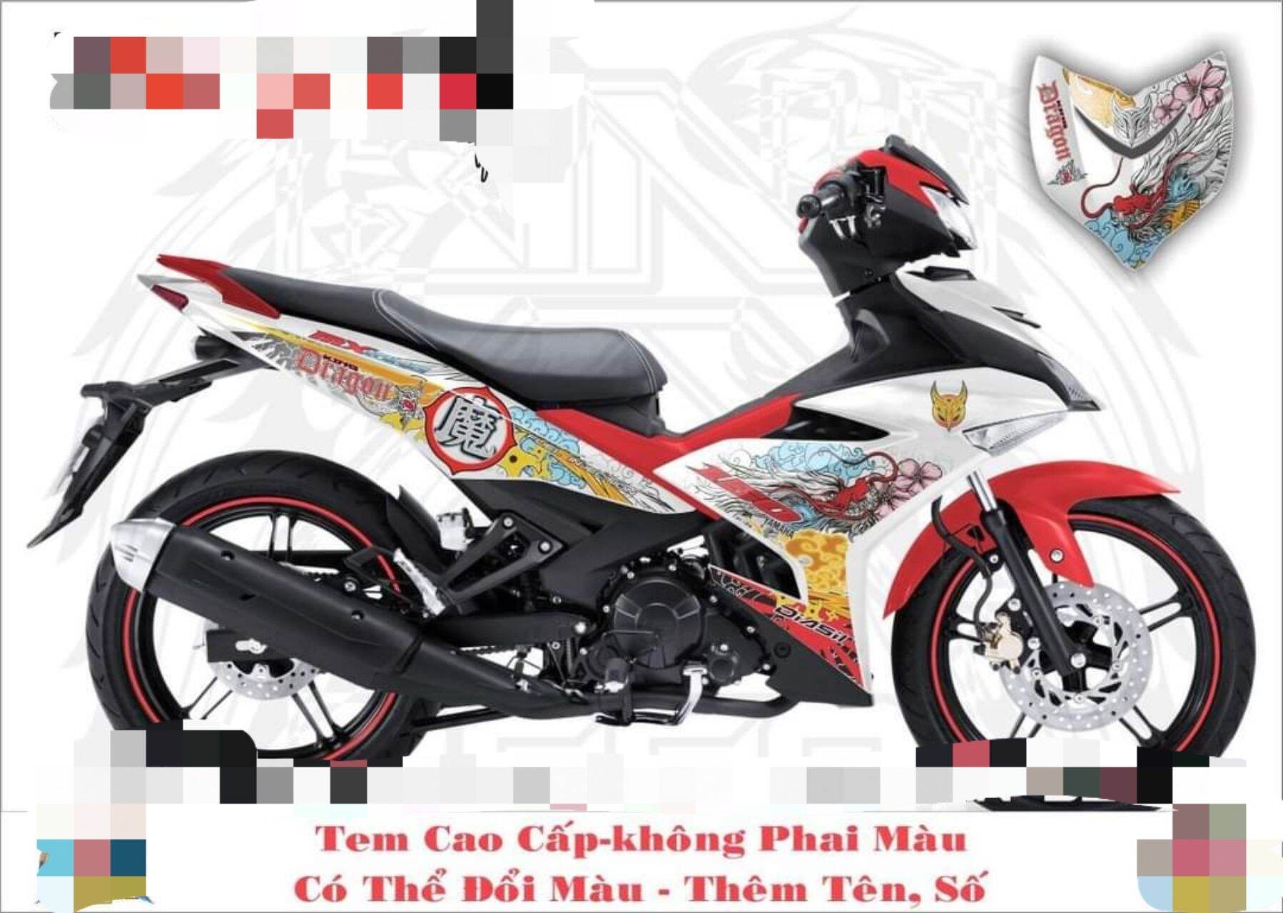 Tem rời exciter 150 trắng mẫu rồng