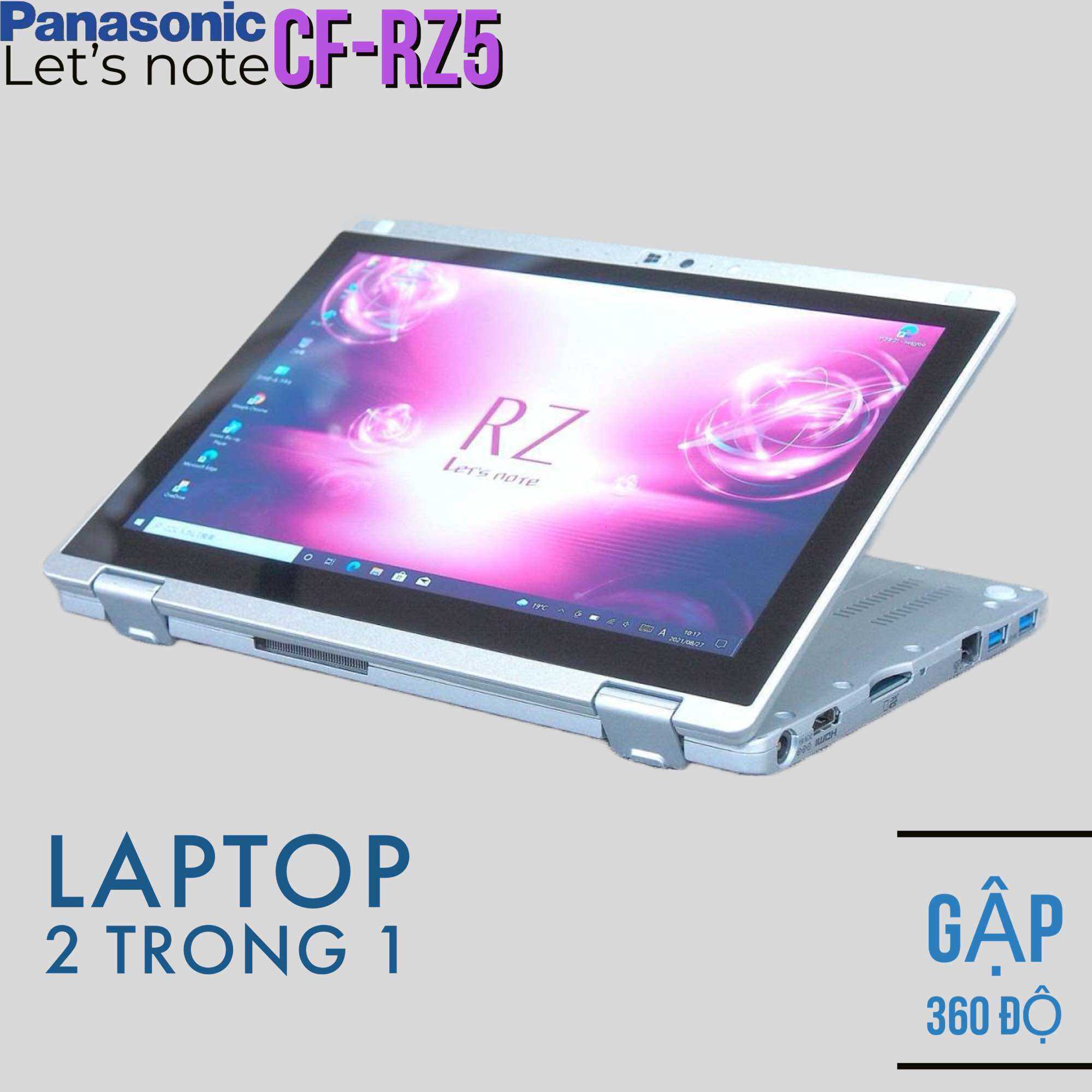 Laptop 2 trong 1 Panasonic CF-RZ5 Core M5-6Y57, 8gb ram, 256gb SSD, màn 10.1” Full HD cảm ứng gập 360, vỏ nhôm magie siêu nhẹ